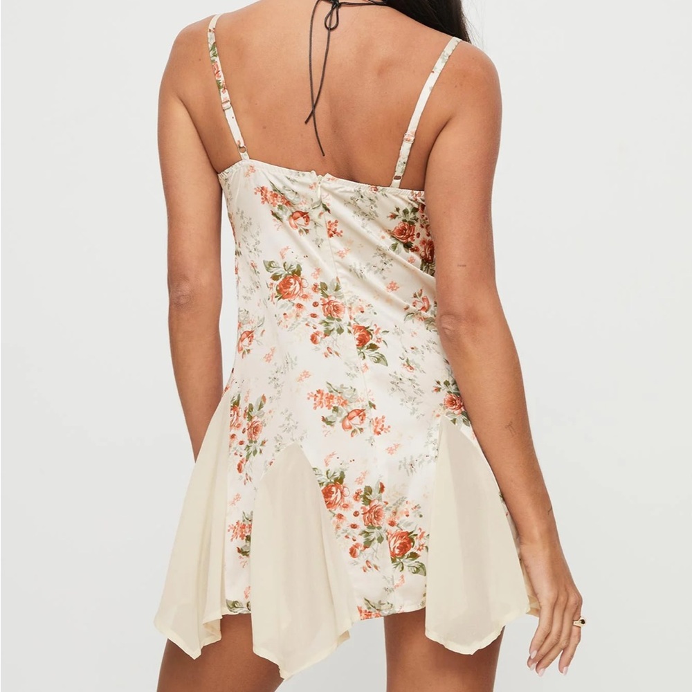 Princess Polly Floral Mini Dress in Ivory with Pink & Green Flowers - Picture 3 of 7